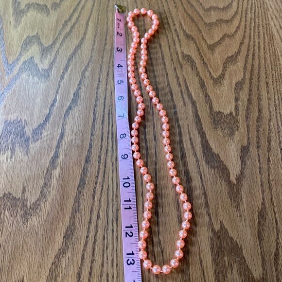 Vintage Peach Beaded Double Strand Necklace – 1950s Jewelry Collectible - Picture 3 of 7